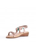 Flat sandals in faux leather for women