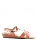 Flat sandals in faux leather for women