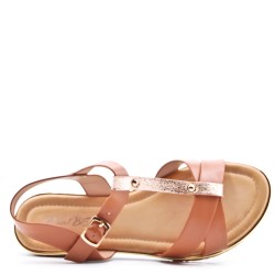 Flat sandals in faux leather for women