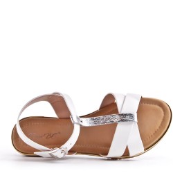 Flat sandals in faux leather for women