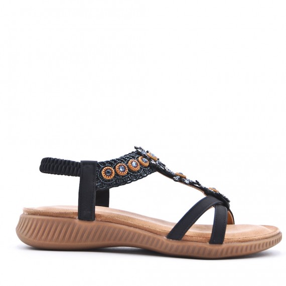 Flat sandals in faux leather for women