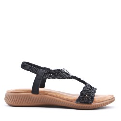 Sandale plat en simili cuir pour femme