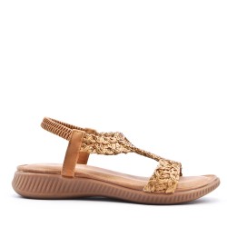 Flat sandals in faux leather for women