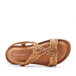 Flat sandals in faux leather for women