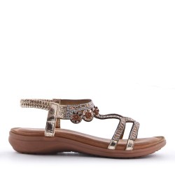 Sandale plat en simili cuir pour femme