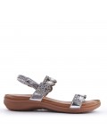 Flat sandals in faux leather for women