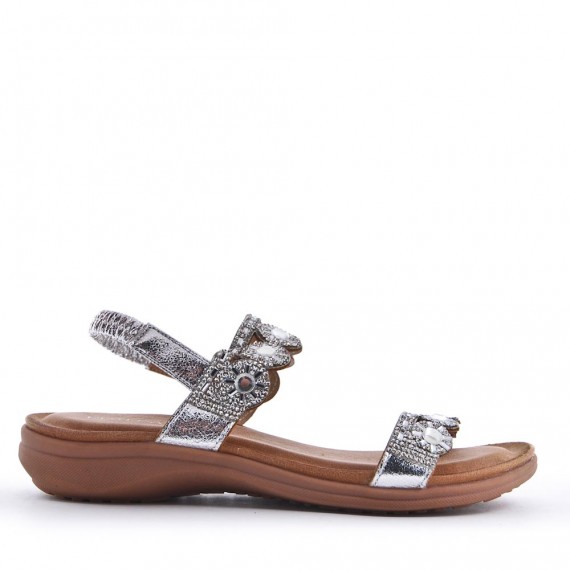 Flat sandals in faux leather for women