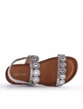 Flat sandals in faux leather for women