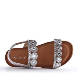 Flat sandals in faux leather for women