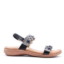 Sandale plat en simili cuir pour femme