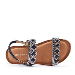 Sandale plat en simili cuir pour femme