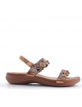 Sandale plat en simili cuir pour femme