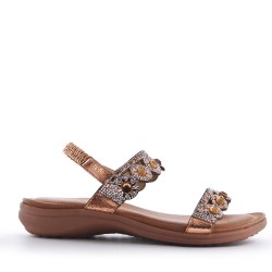 Sandale plat en simili cuir pour femme