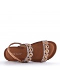 Sandale plat en simili cuir pour femme