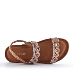 Sandale plat en simili cuir pour femme