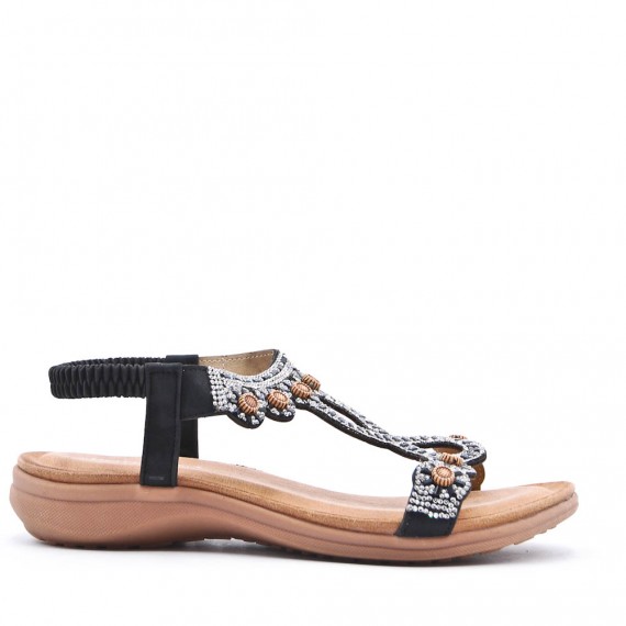 Flat sandals in faux leather for women