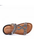 Flat sandals in faux leather for women