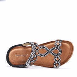 Flat sandals in faux leather for women