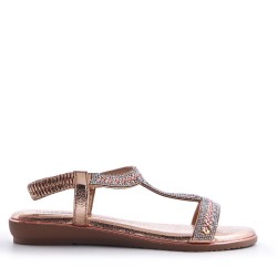 Flat sandals in faux leather for women