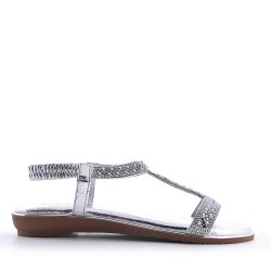 Flat sandals in faux leather for women