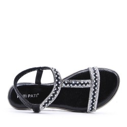 Flat sandals in faux leather for women