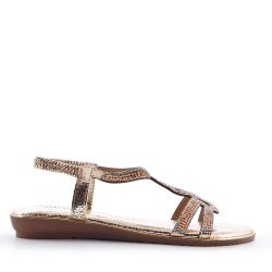 Flat sandals in faux leather for women