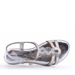 Flat sandals in faux leather for women