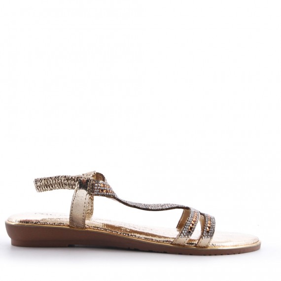 Flat sandals in faux leather for women