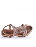 Flat sandals in faux leather for women