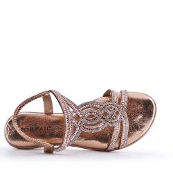 Flat sandals in faux leather for women