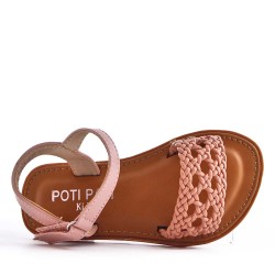 Girl's faux leather sandal