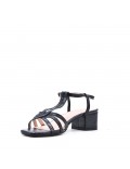 Large Size 38-43 - Heeled faux leather sandal