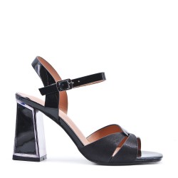 Faux leather heeled sandal