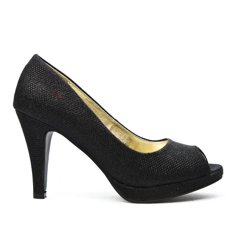 escarpin noir ouvert derriere