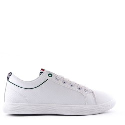 Mix-material sneakers with laces