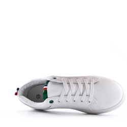 Mix-material sneakers with laces