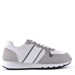 Mix-material sneakers with laces