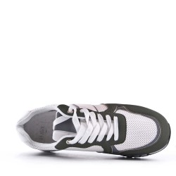 Mix-material sneakers with laces