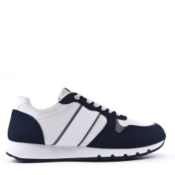 Mix-material sneakers with laces