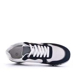 Mix-material sneakers with laces