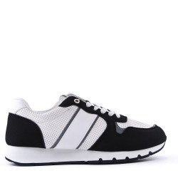Mix-material sneakers with laces
