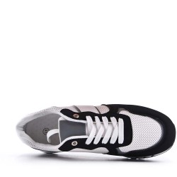 Mix-material sneakers with laces