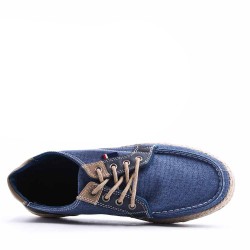 Mix-material sneakers with laces