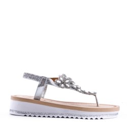 Sandale plat en simili cuir pour femme