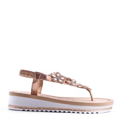 Sandale plat en simili cuir pour femme