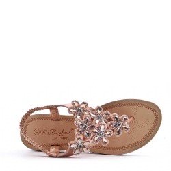 Sandale plat en simili cuir pour femme
