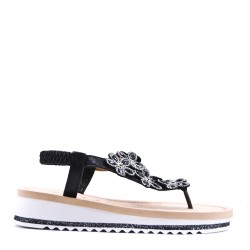Sandale plat en simili cuir pour femme