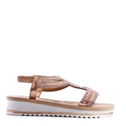 Sandale plat en simili cuir pour femme