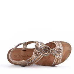 Sandale plat en simili cuir pour femme