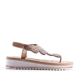 Sandale plat en simili cuir pour femme